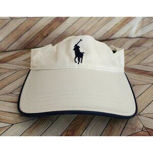Men Women Unisex Polo Ralph Lauren Visor Hat White Blue Adjustable O/S